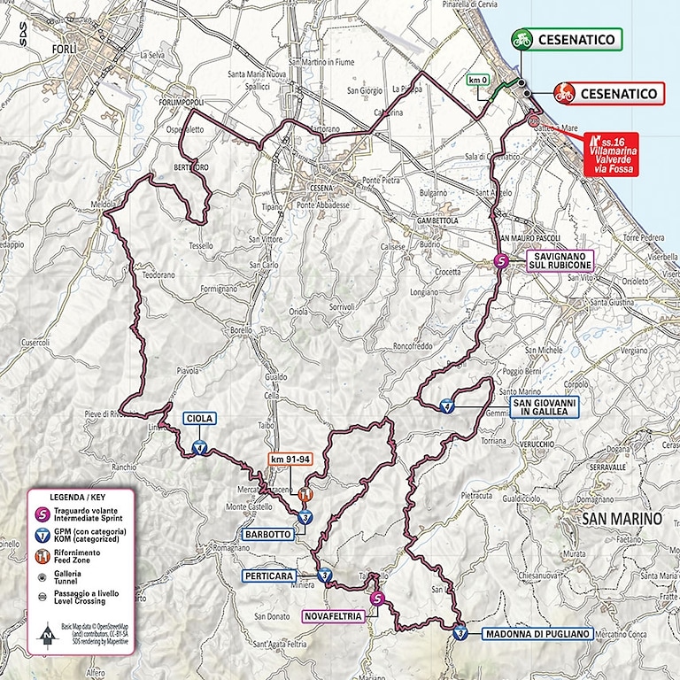 Giro d'Italia - Planimetria della tappa 12